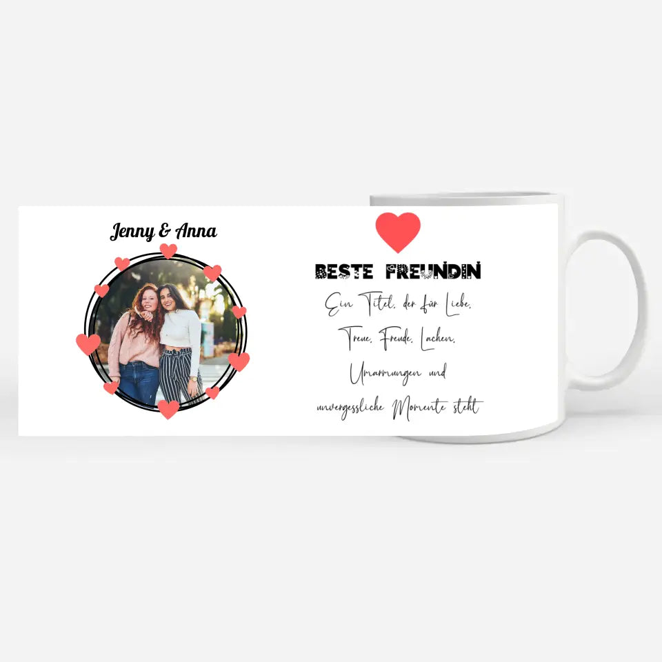 Personalisierte Tasse Freundinnen Beste Freundin Ein Titel für Liebe Freude Lachen Fototasse