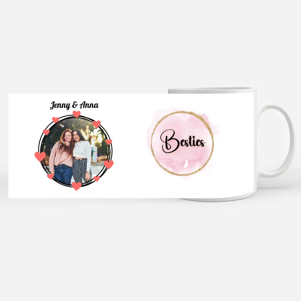 Personalisierte Tasse Freundinnen Besties Rose Gold Ballons Fototasse