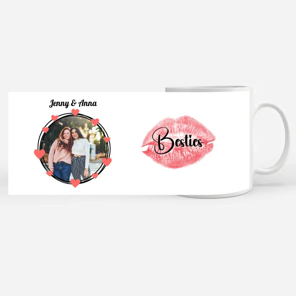 Personalisierte Tasse Freundinnen Besties Kussmund Beste Freundin Fototasse