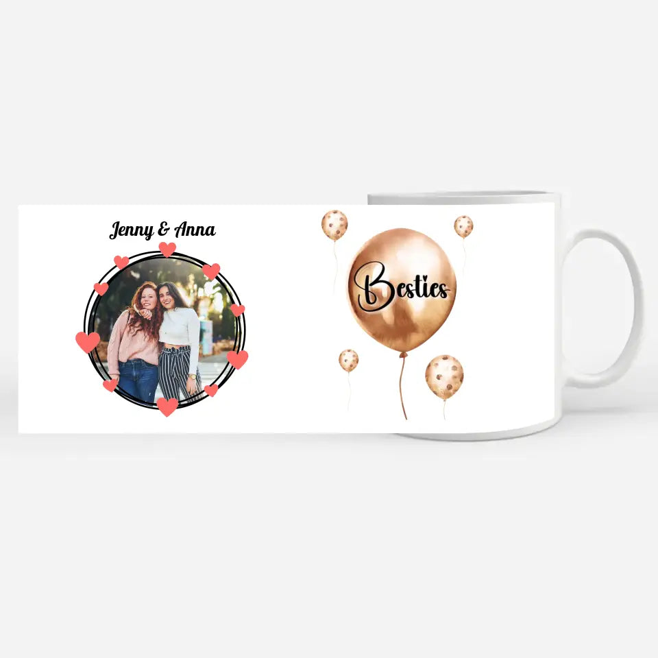 Personalisierte Tasse Freundinnen Besties Wasserfarbe Aquarell Gold Fototasse