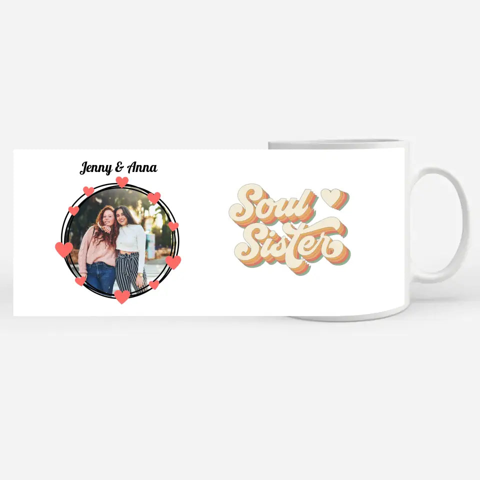 Personalisierte Tasse Freundinnen Soul Sisters Retro Funky Stil Fototasse