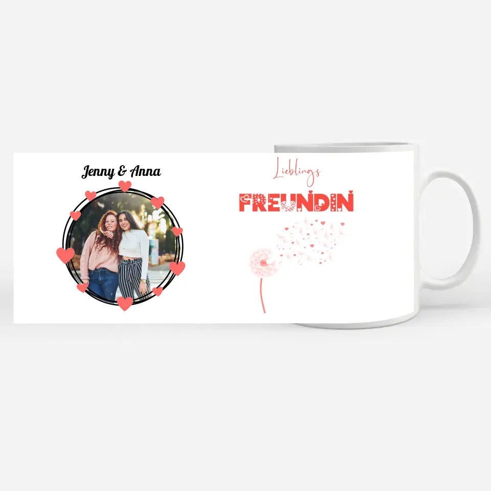 Personalisierte Tasse Freundinnen Lieblings Freundin Herz Schrift Fototasse
