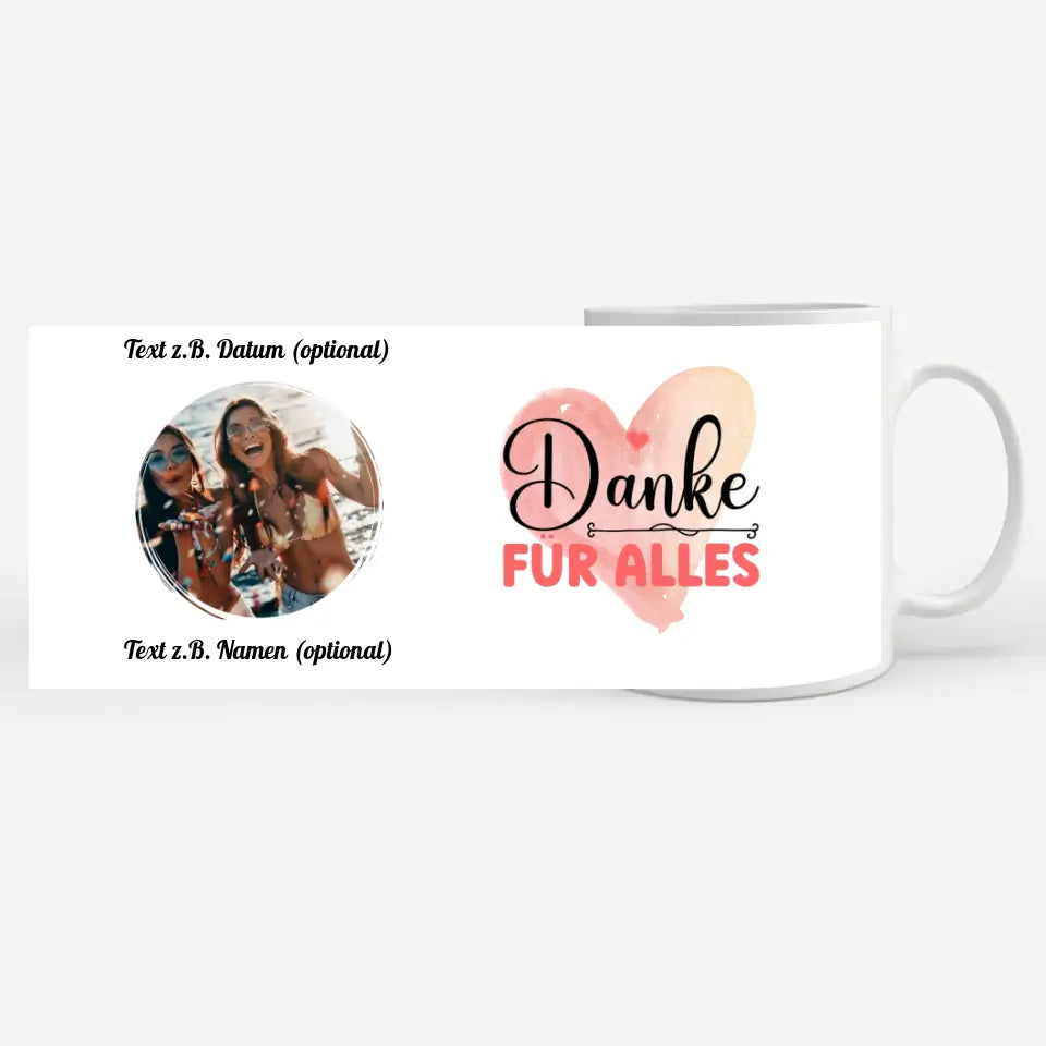 Personalisierte Tasse Danke für alles für Beste Freundin, Schwester & andere