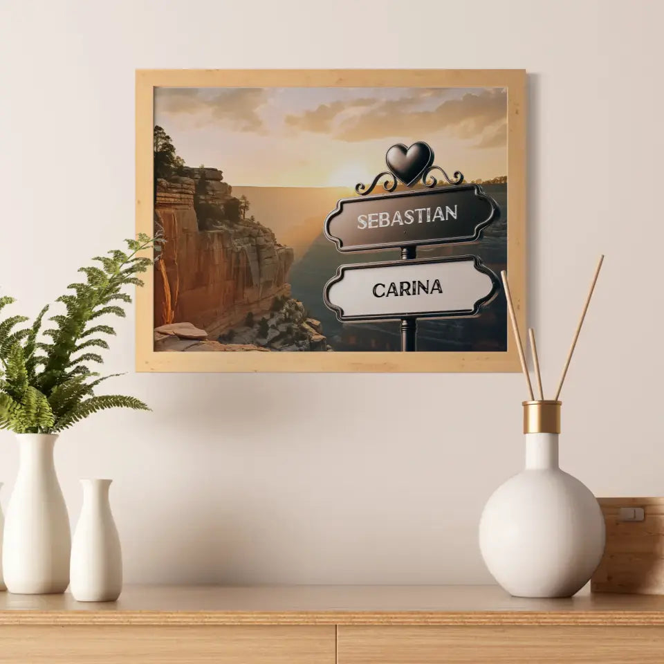 Liebes Poster Wegweiser Grand Canyon Sonnenuntergang mit Namen