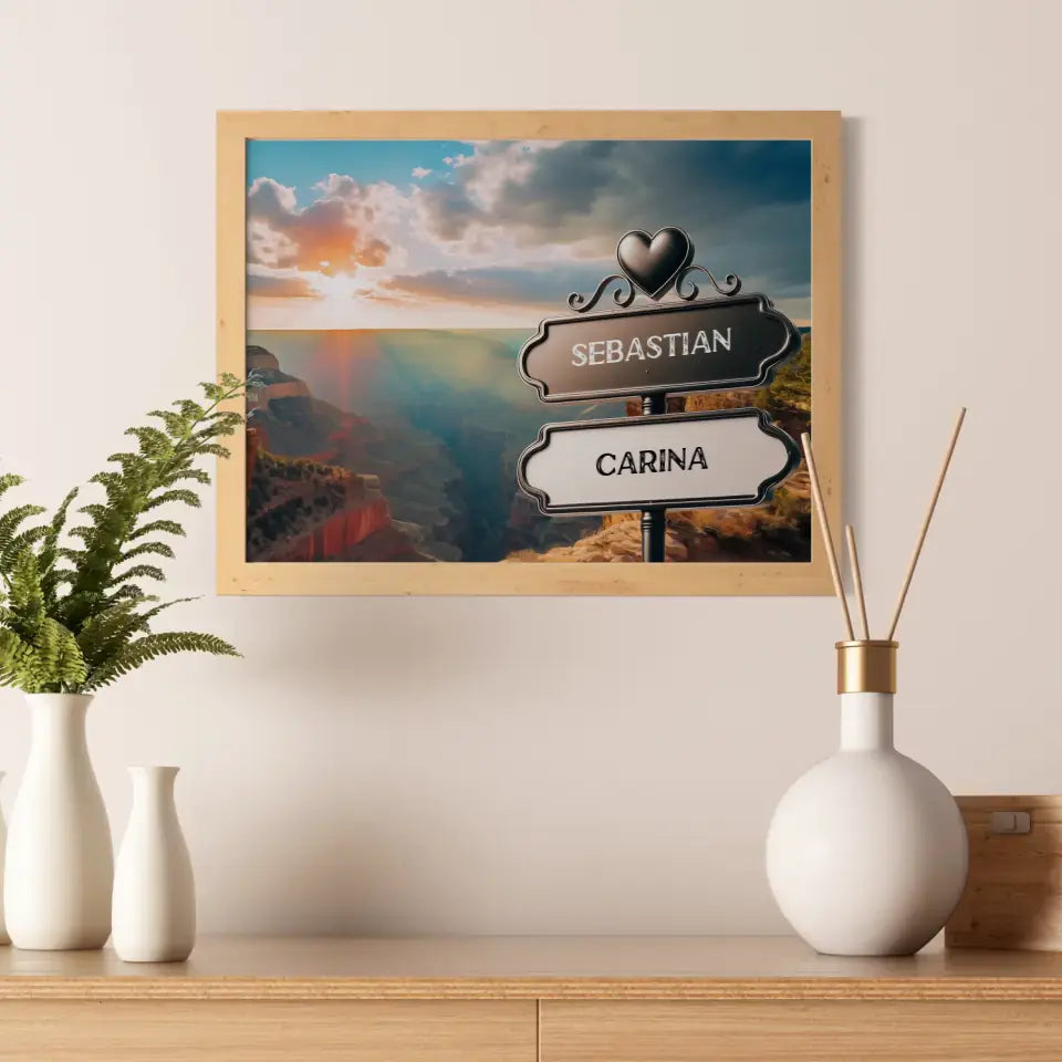Personalisiertes Poster Liebe Wegweiser Grand Canyon Sonnig mit Namen