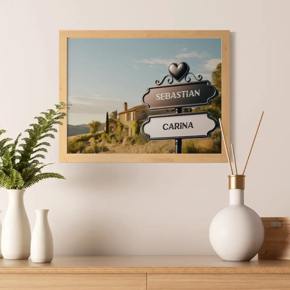 Poster personalisiert Wegweiser Provence Frankreich mit Namen