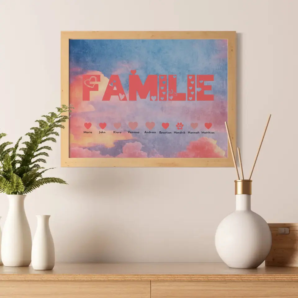 Poster Familie Eltern Kinder & Tiere Bis zu 20 Namen
