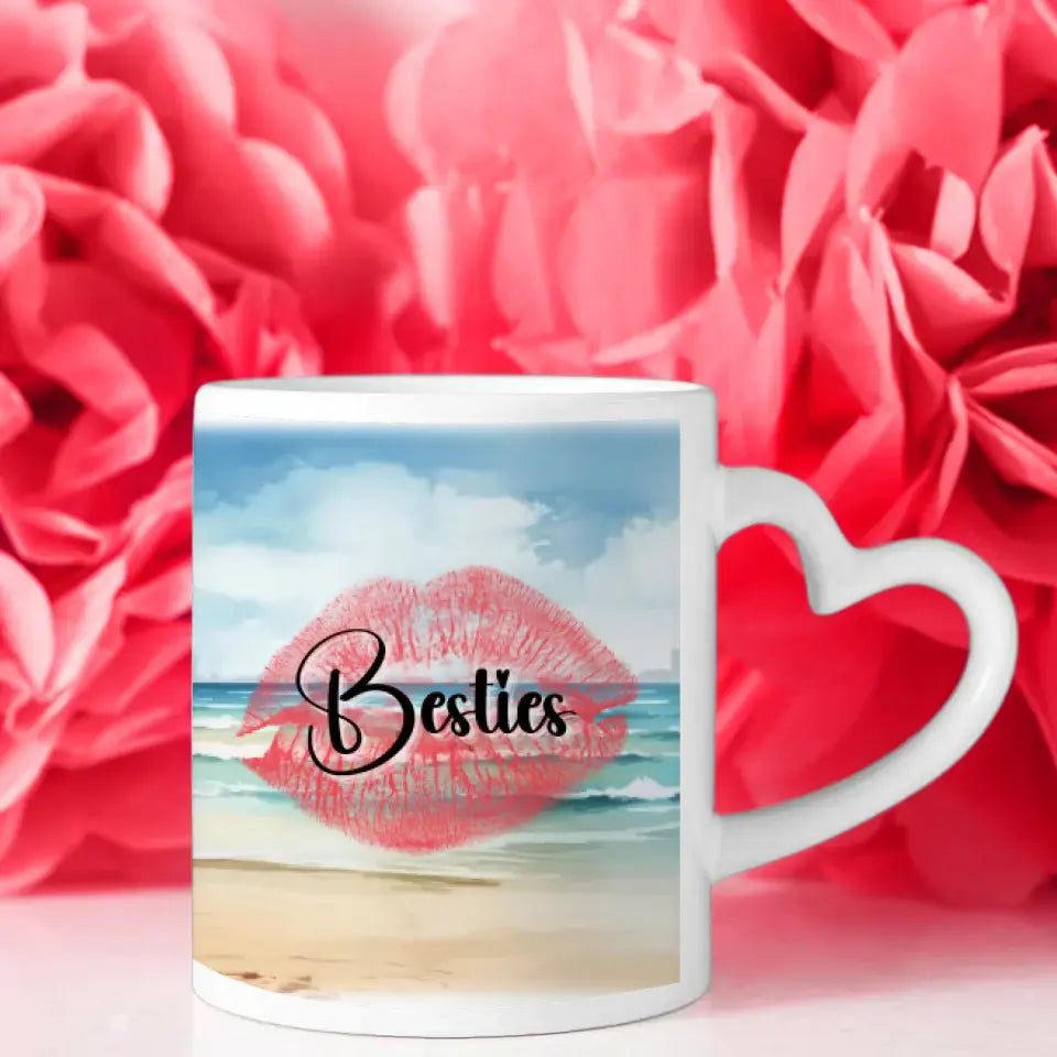 Freundinnen Tasse 2 Personen Besties Meer mit Liegestühlen Besties