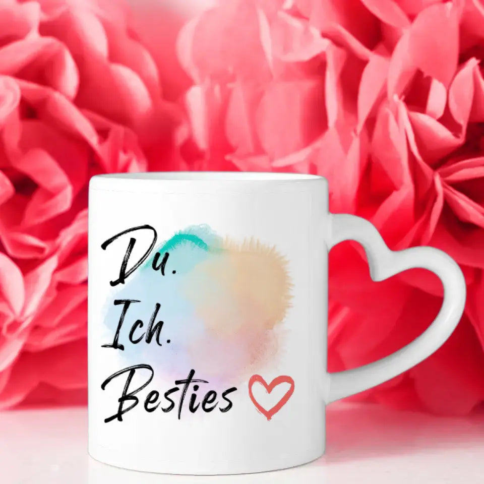 Personalisierte Tasse für 2 Freundinnen Disko Du Ich Besties