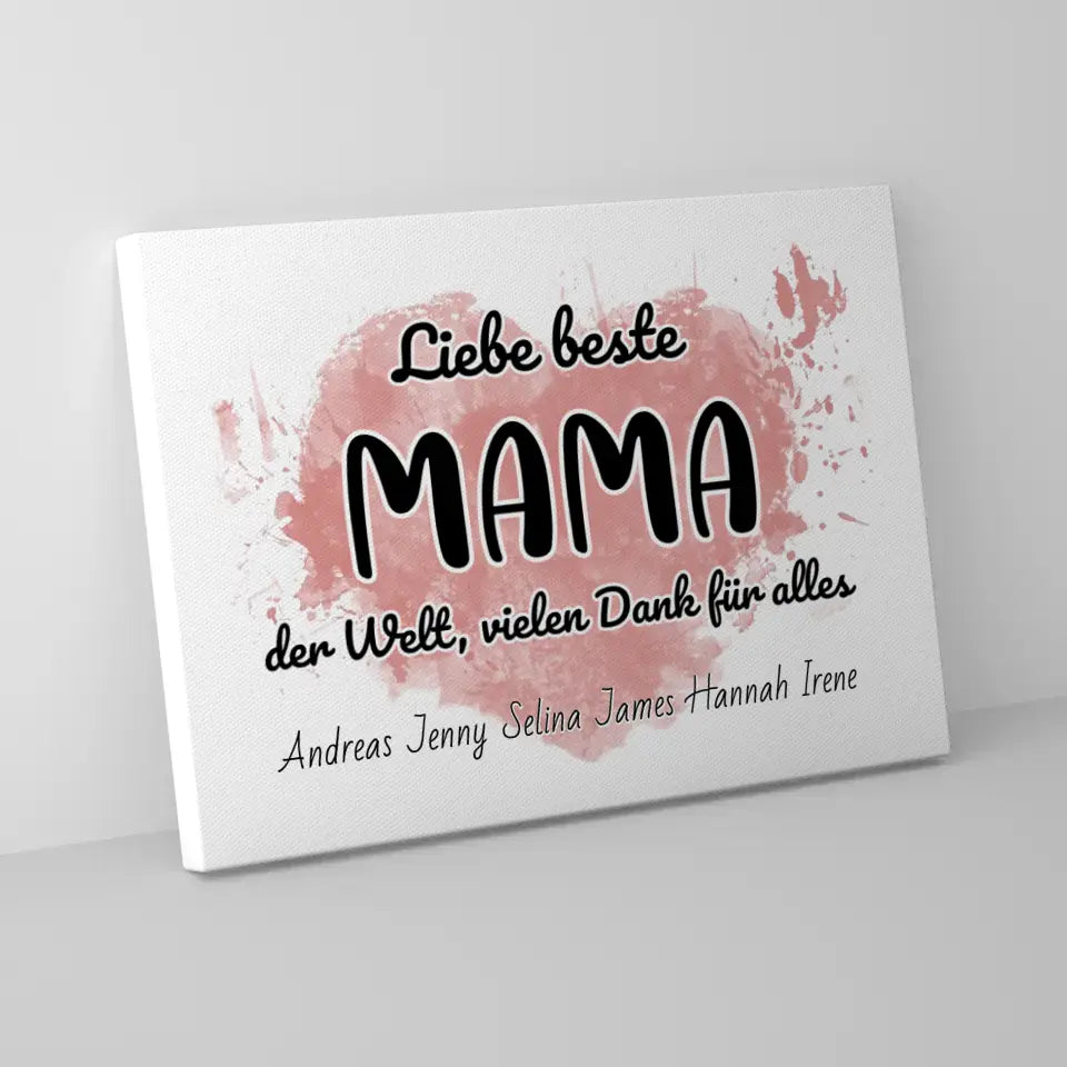 Leinwand mit Namen Beste Mama der Welt Danke Personalisiert 5
