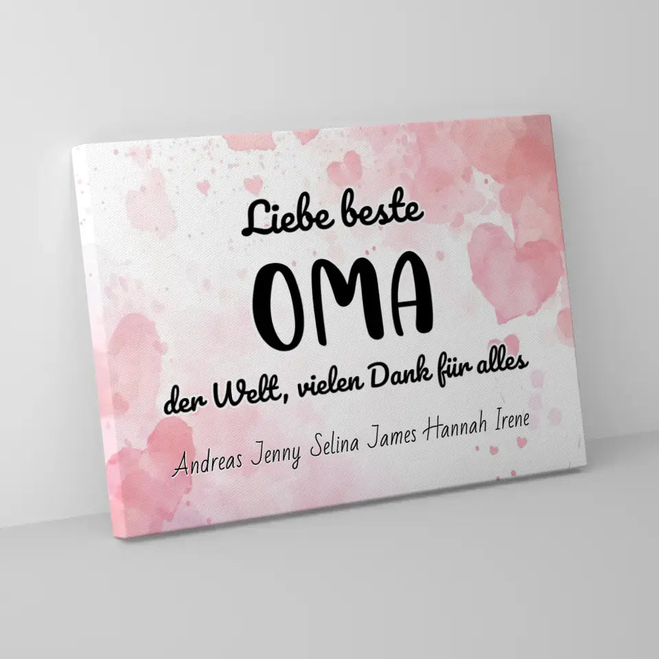 Personalisierte Leinwand Beste Oma der Welt Danke für alles 5