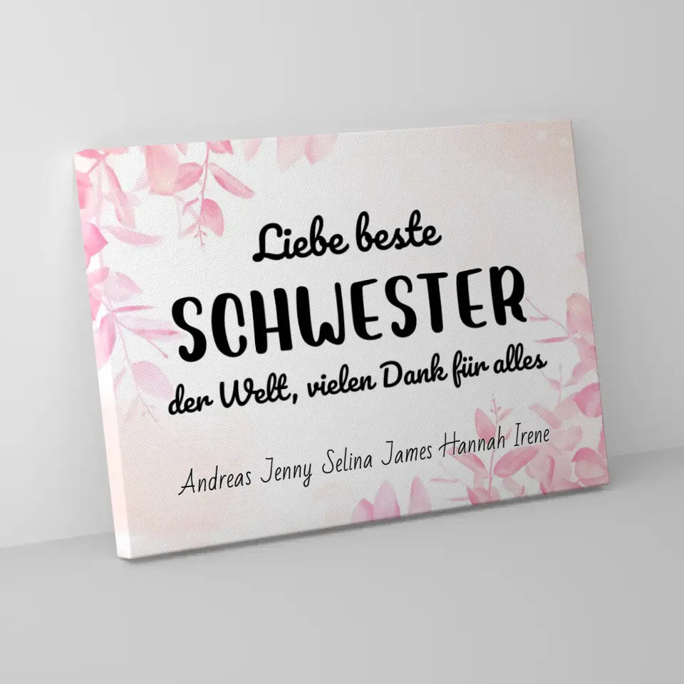 Schwester Leinwand Beste Schwester der Welt Danke für alles Personalisiert 5