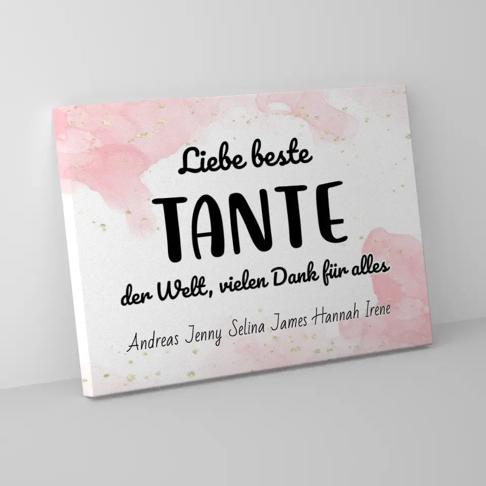 Personalisierte Tante Leinwand Beste Tante Danke für alles 5