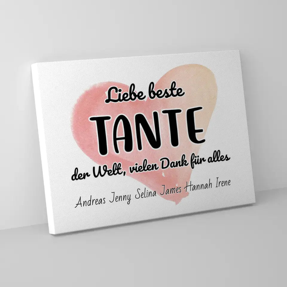 Leinwand für Beste Tante der Welt Danke Personalisiert 5