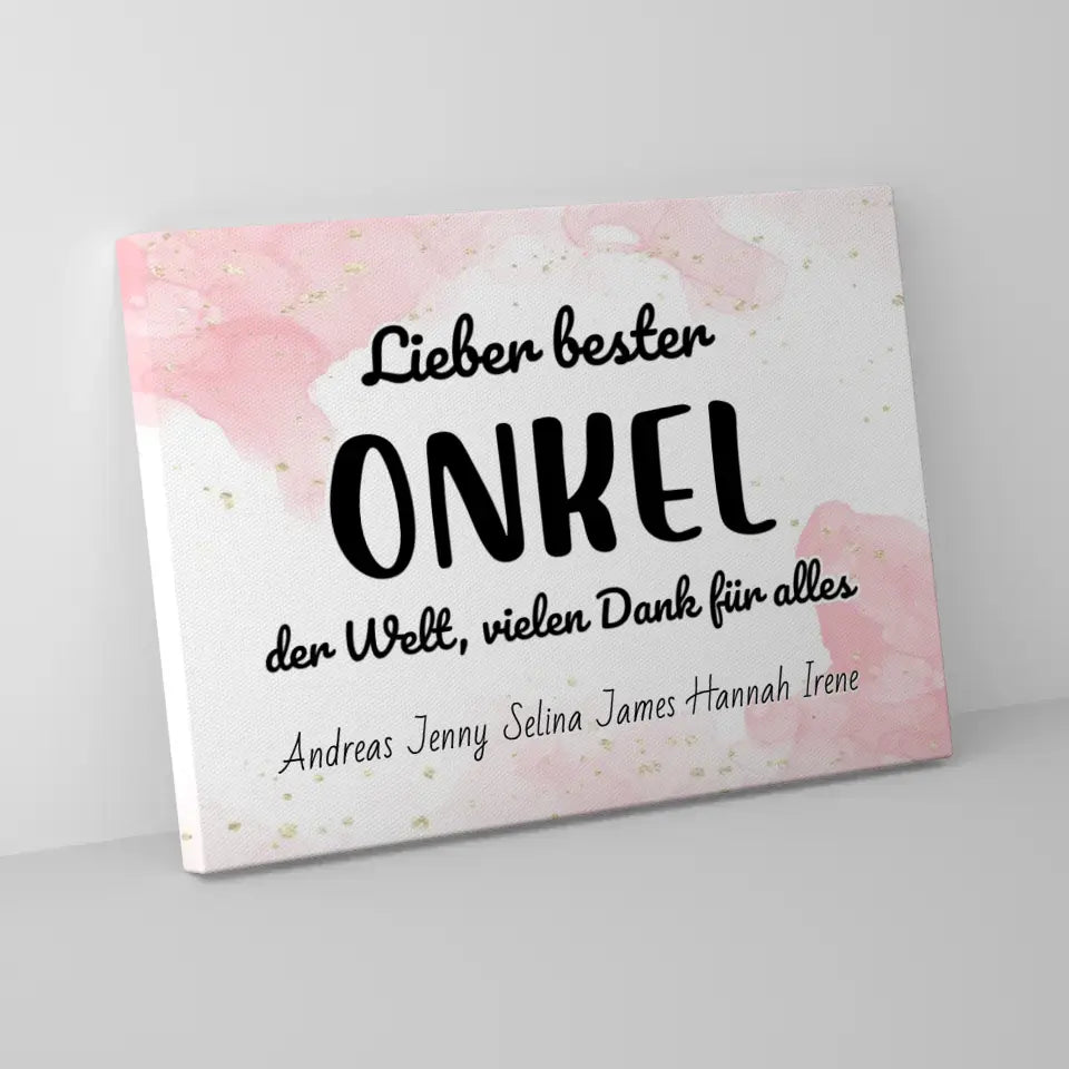 Personalisierte Onkel Leinwand Bester Onkel der Welt Danke für alles 5