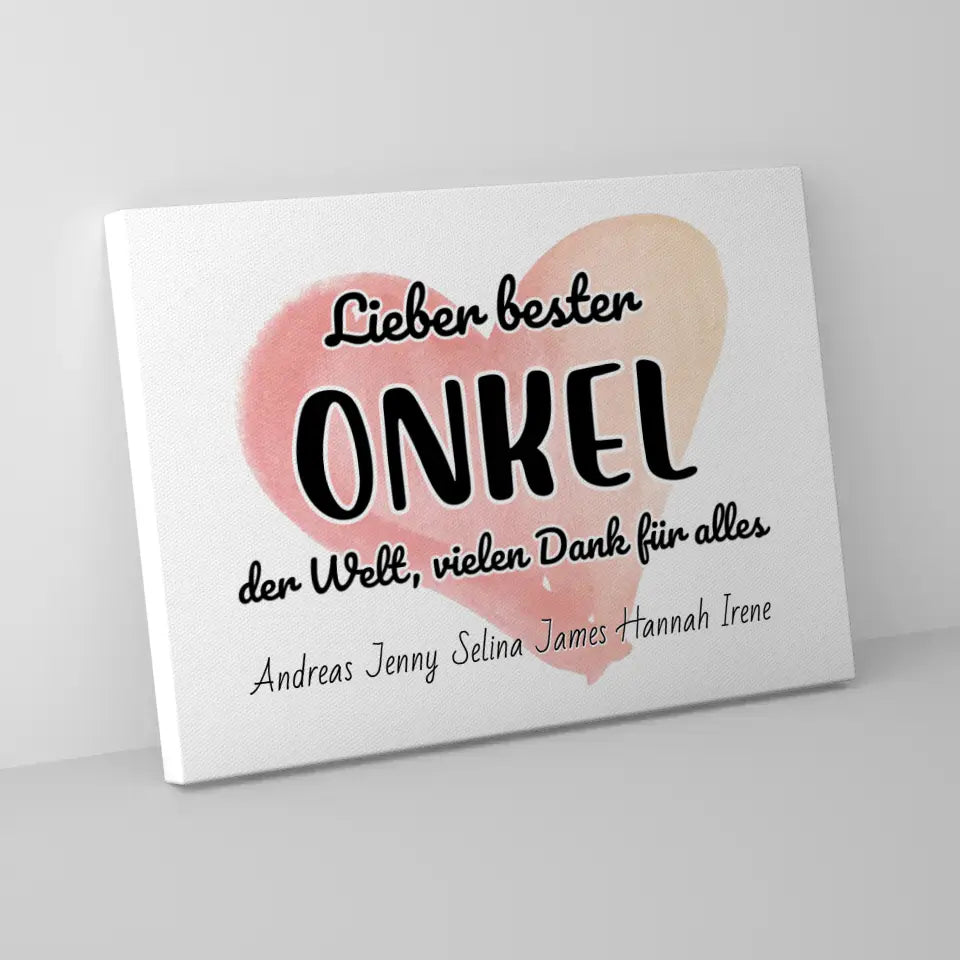 Leinwand für Bester Onkel der Welt Geschenk Personalisiert 5