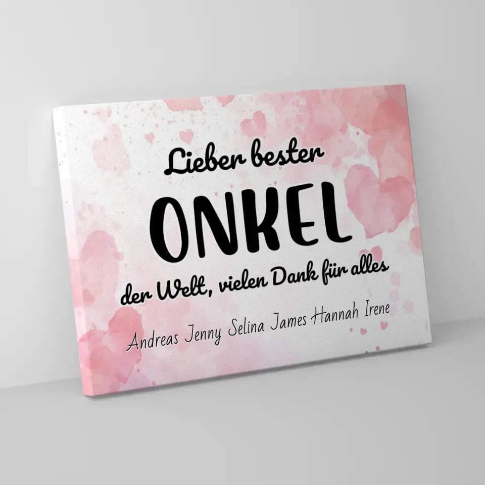 Personalisierte Leinwand Bester Onkel der Welt Danke 5