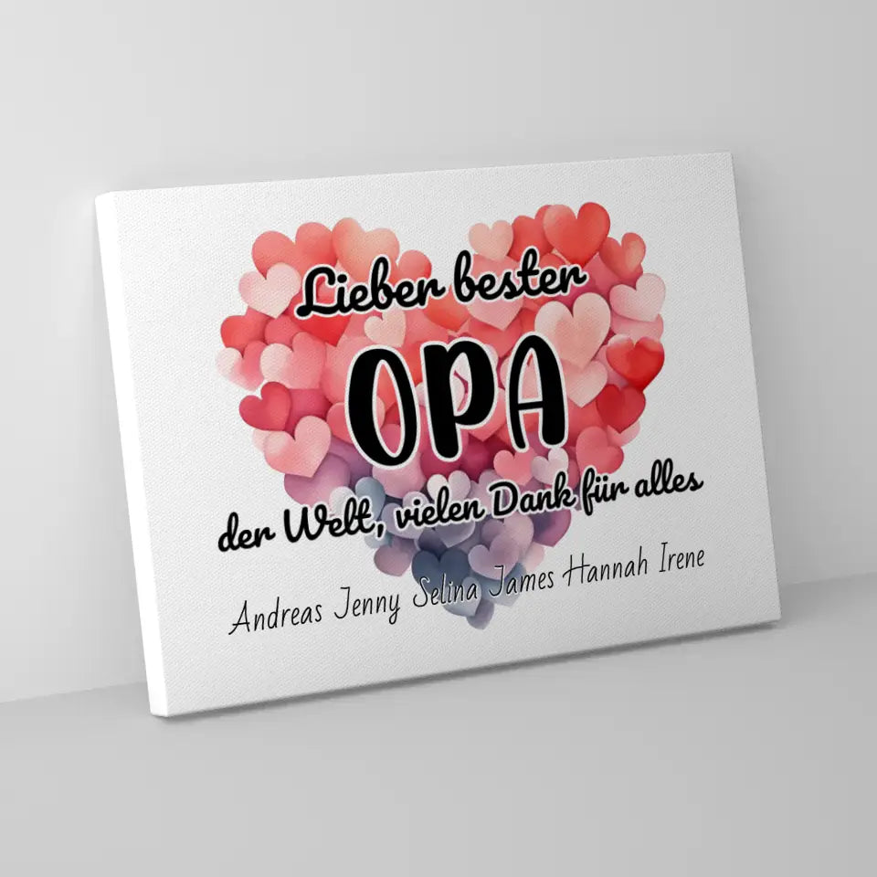 Leinwand mit Namen Bester Opa der Welt Danke für alles Personalisiert 5