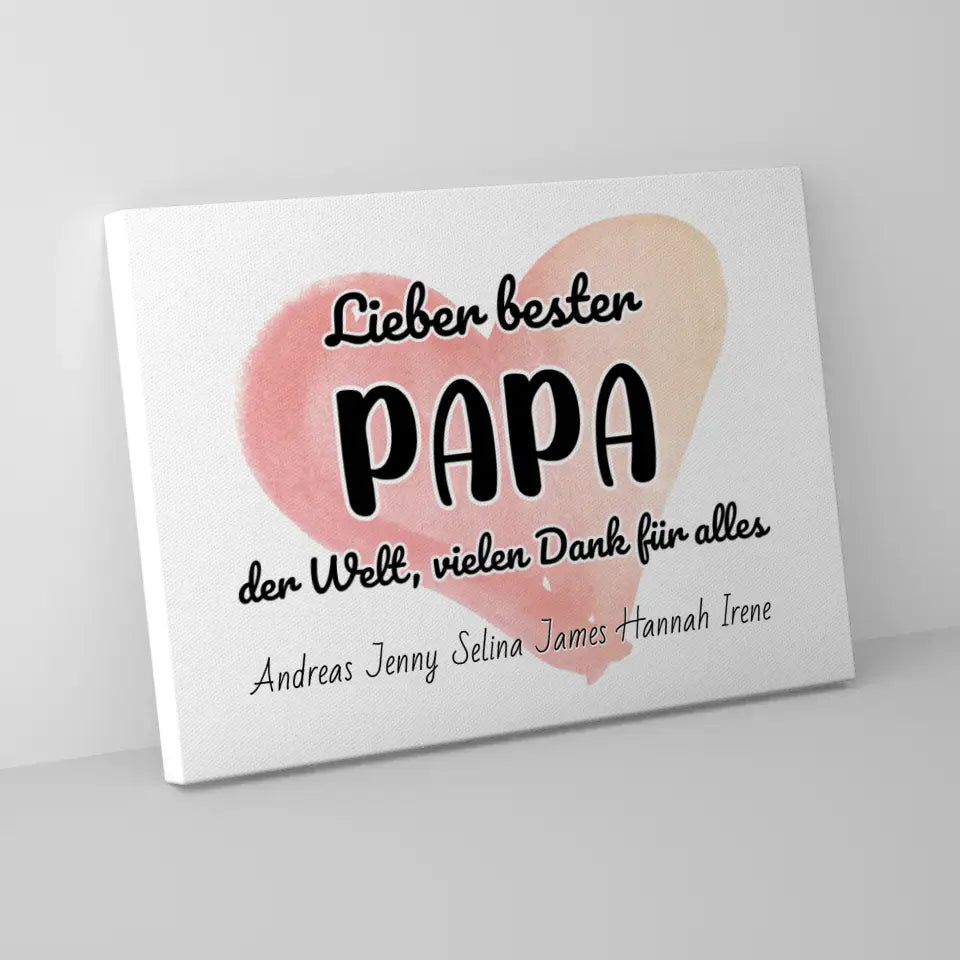 Papa Leinwand Bester Papa der Welt Danke Personalisiert 5