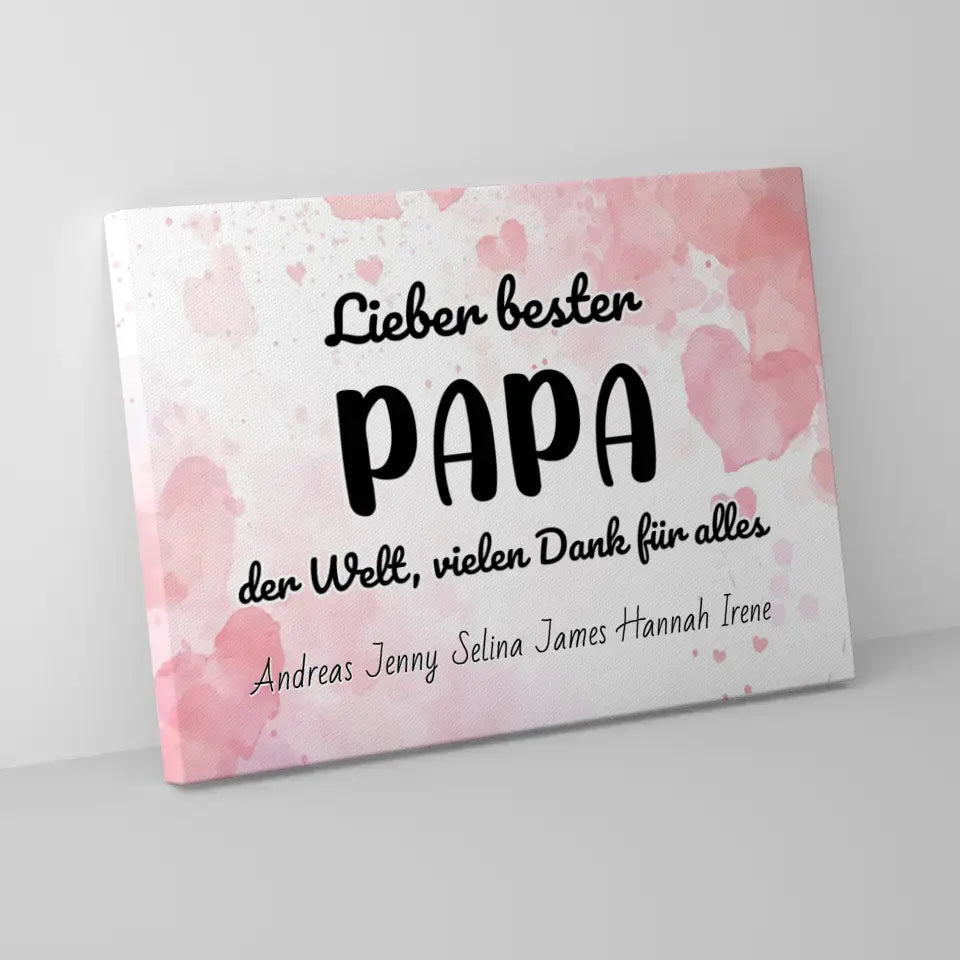 Leinwand mit Namen Bester Papa der Welt Danke für alles Personalisiert 5