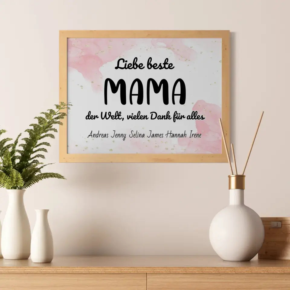 Personalisiertes Mama Poster Beste Mama der Welt Danke für alles