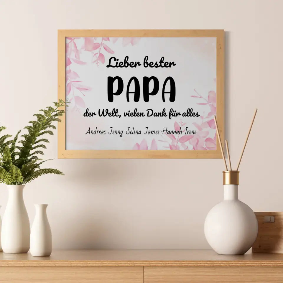 Papa Poster Personalisiert Bester Papa der Welt Danke für alles