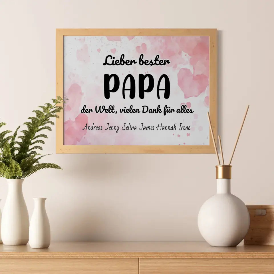 Poster mit Namen Bester Papa der Welt Danke für alles Personalisiert