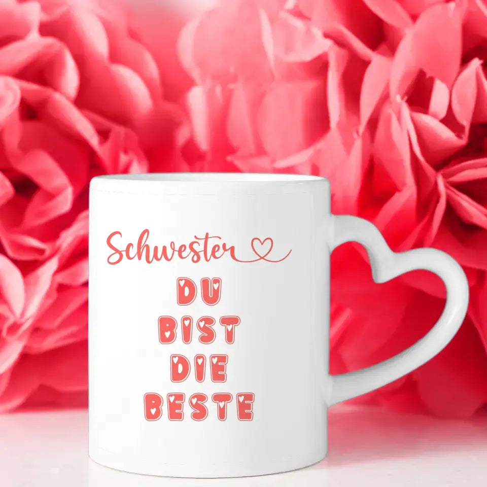 Schwesterherz Tasse Schwester Du bist die Beste Rot Central Park