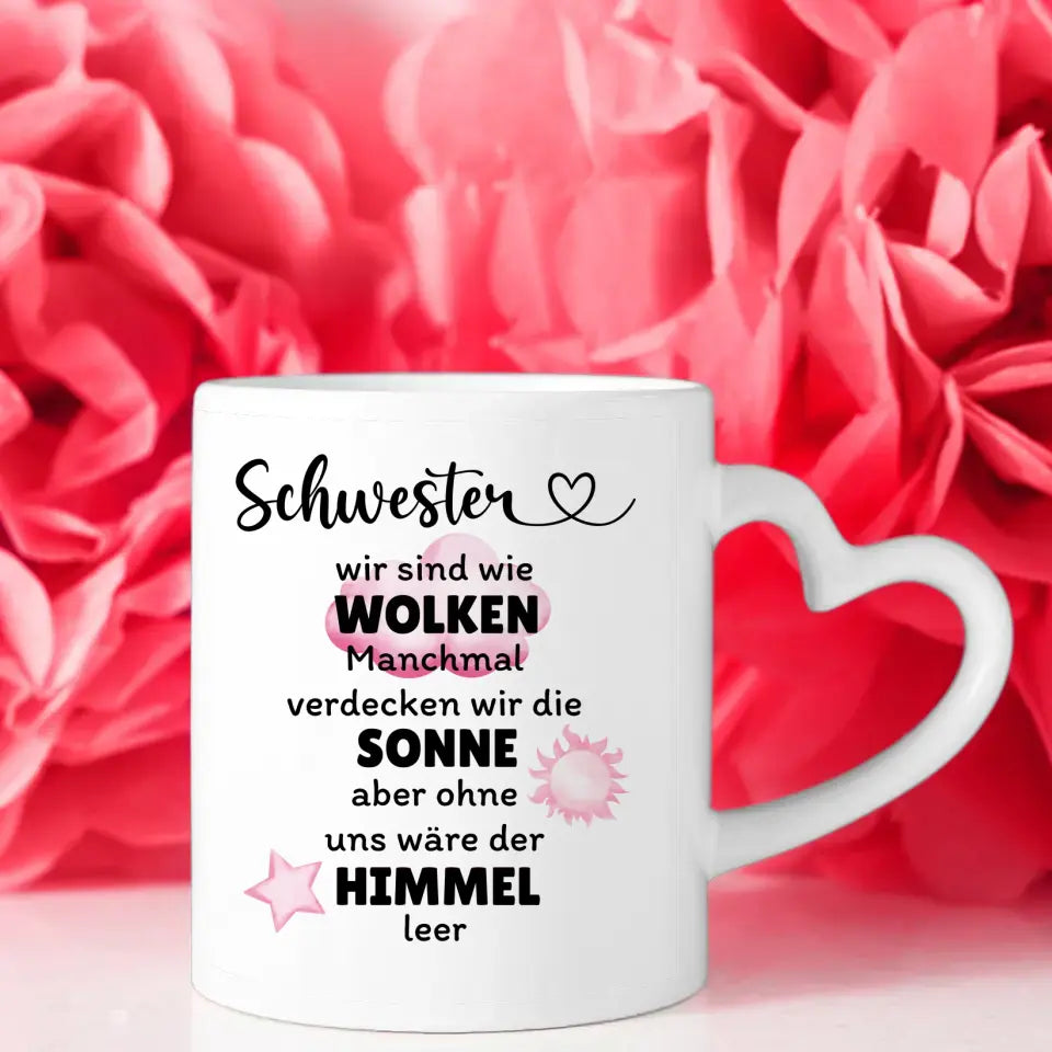 Personalisierte Tasse Schwester Schwestern sind wie Wolken Insel Urlaub
