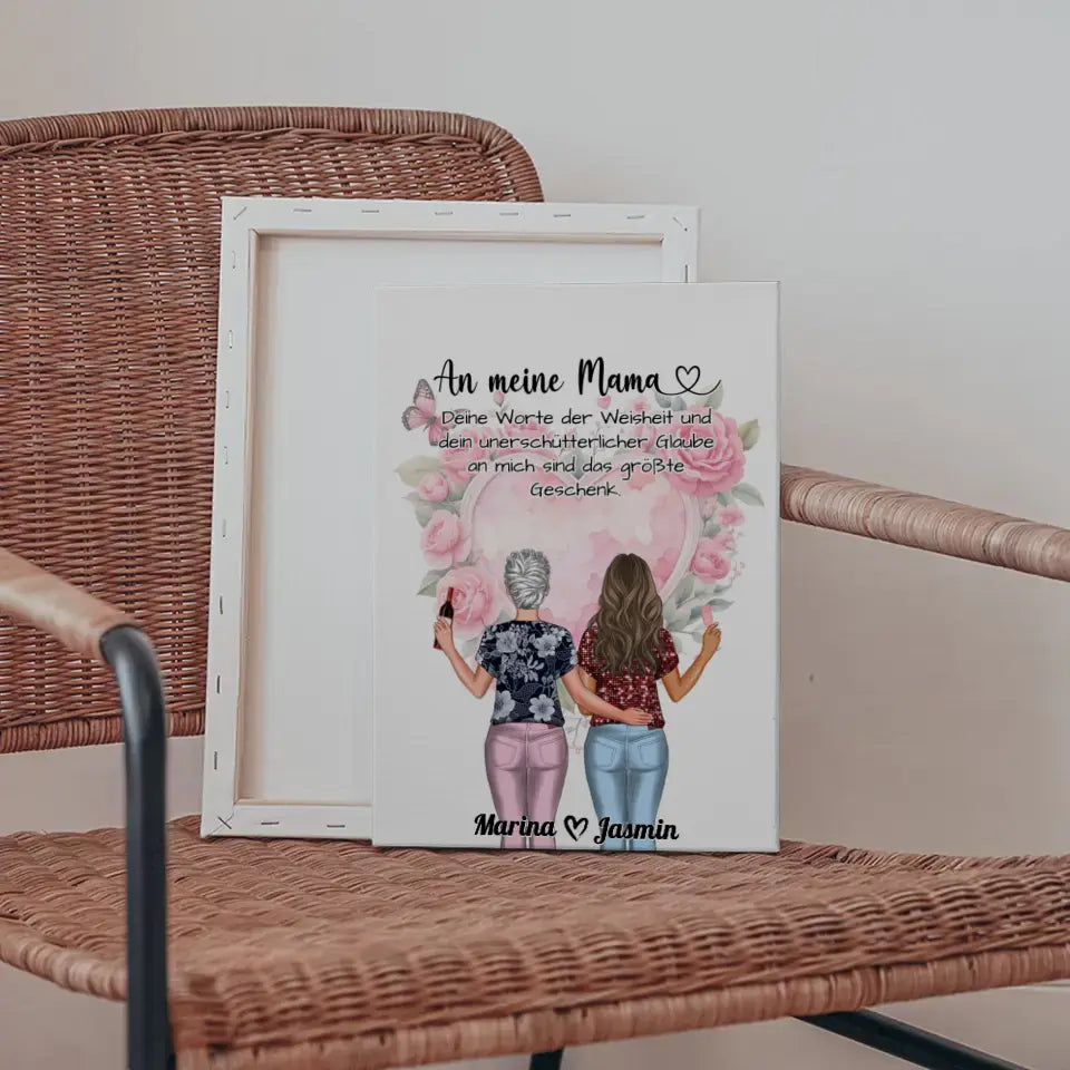 Personalisierte Leinwand Deine Worte ein Geschenk Rosen Herz Blumig 5