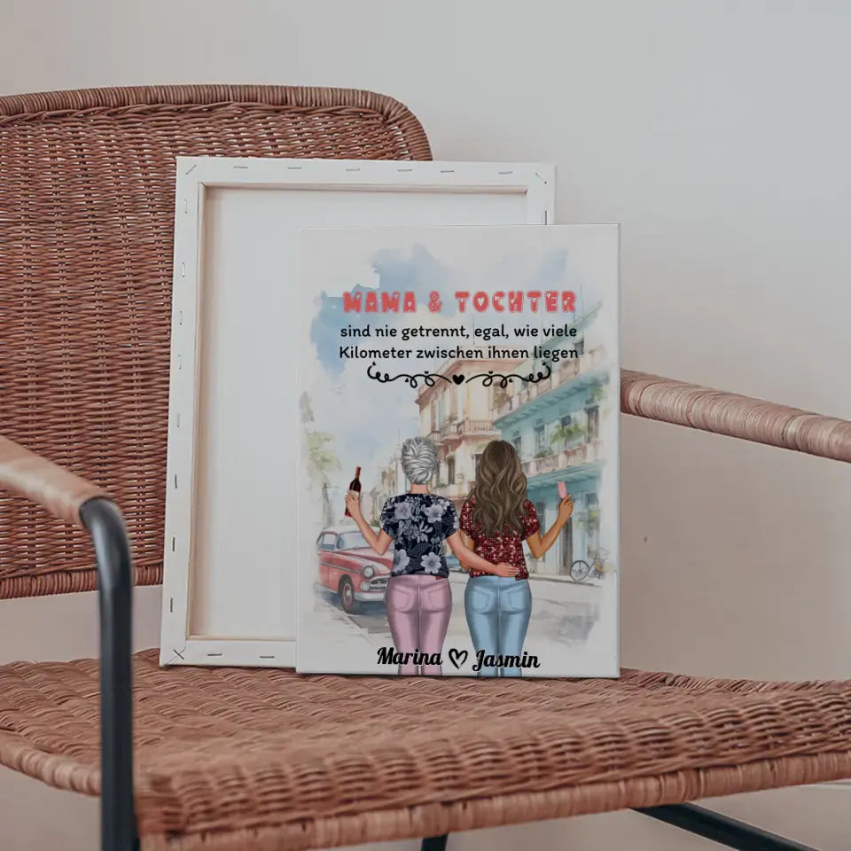 Muttertagsgeschenk Leinwand Mama und Tochter sind nie getrennt 5