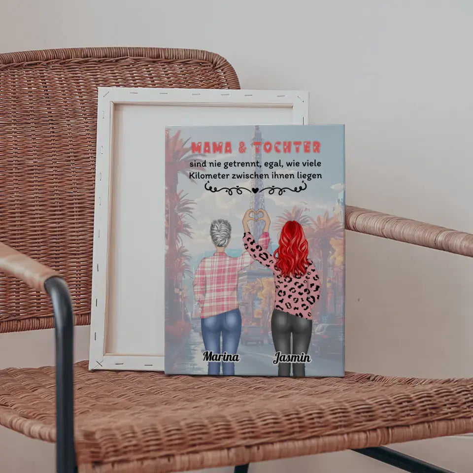 Personalisierte Leinwand Mama und Tochter sind nie getrennt 5