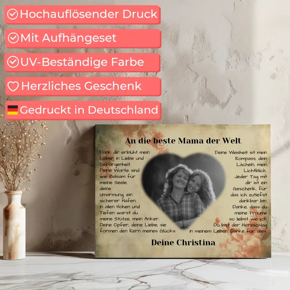 Leinwand für Mama Danksagung Vintage mit Foto 7