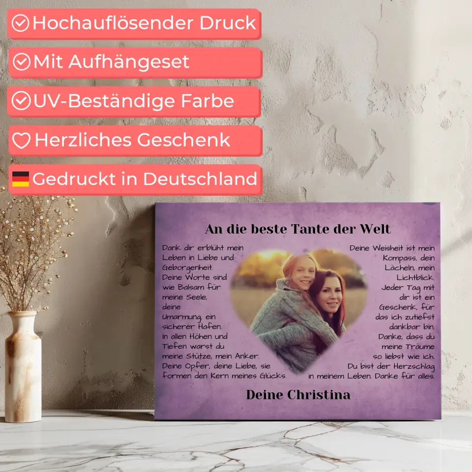 Leinwand für Tante Danksagung Vintage mit Foto 7