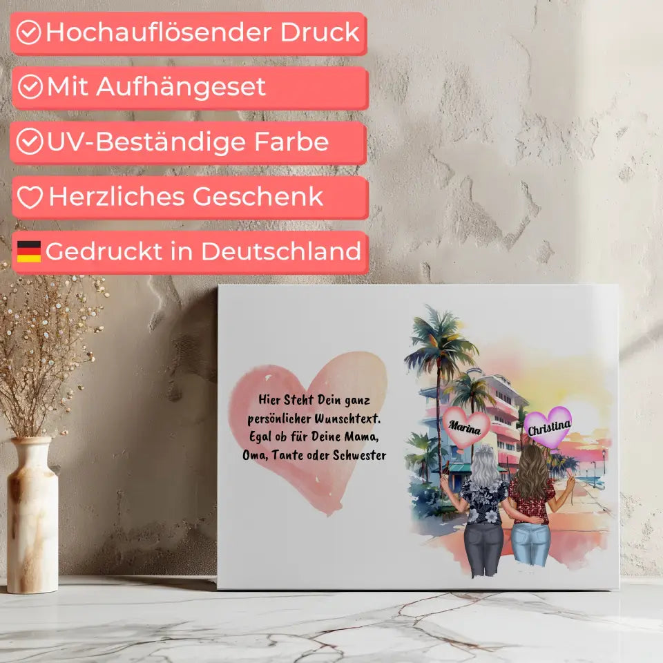 Wunschtext Leinwand Tante mit personalisierten Figuren 7