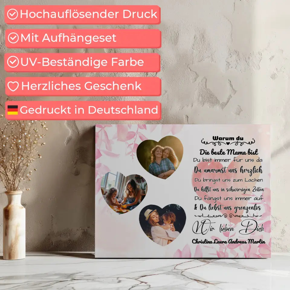 Leinwand mit 3 Fotos Mama Ich liebe Dich 7