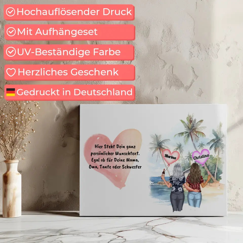 Individuelle Wunschtext Leinwand Schwester mit Namen 7