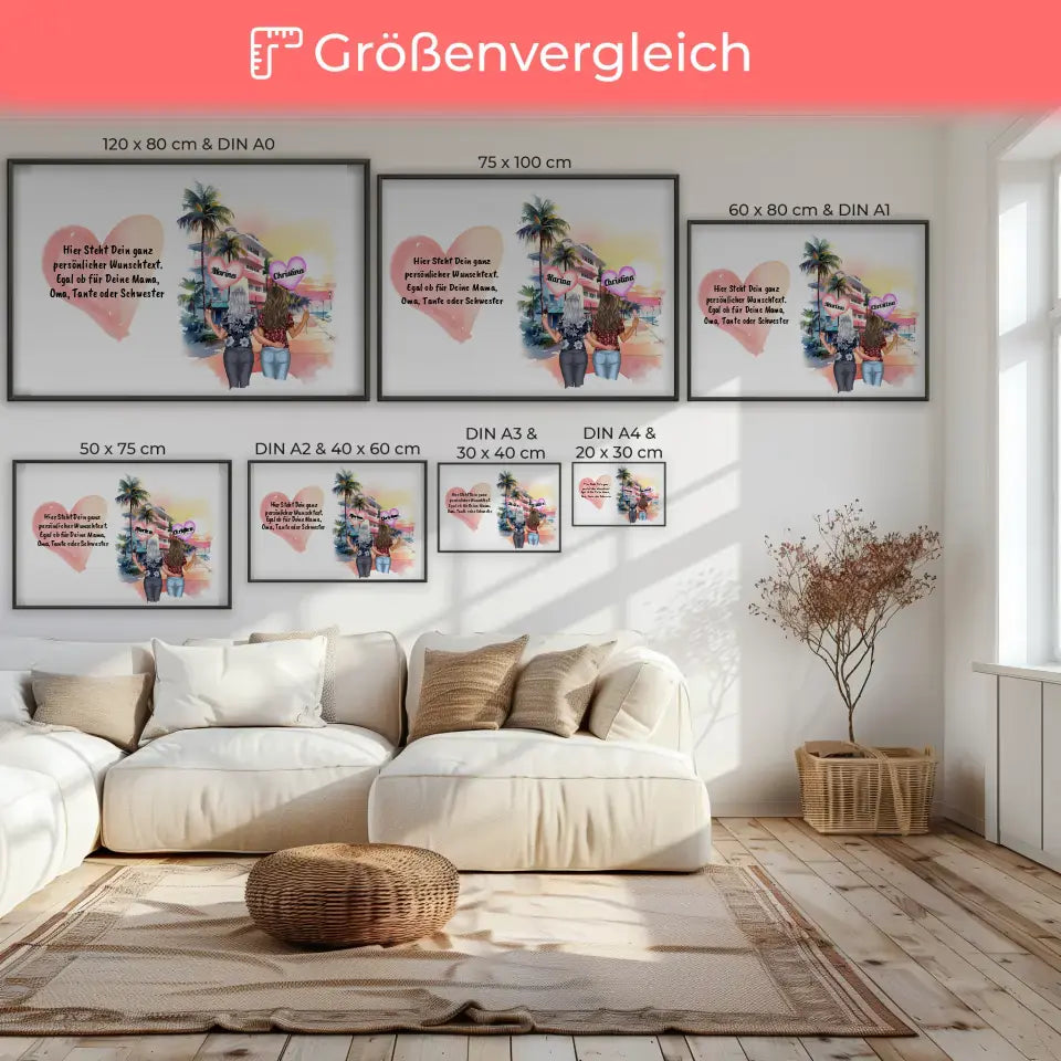 Wunschtext Poster Tante mit personalisierten Figuren