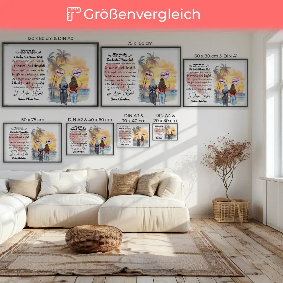 Poster Warum du die beste Mama bist mit personalisierten Figuren