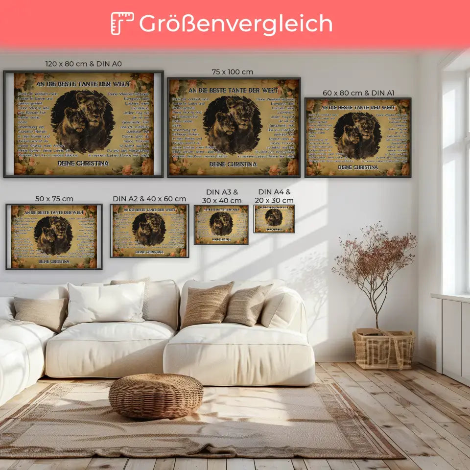 Poster mit Löwen für Tante Danke für alles mit Löwen Bild
