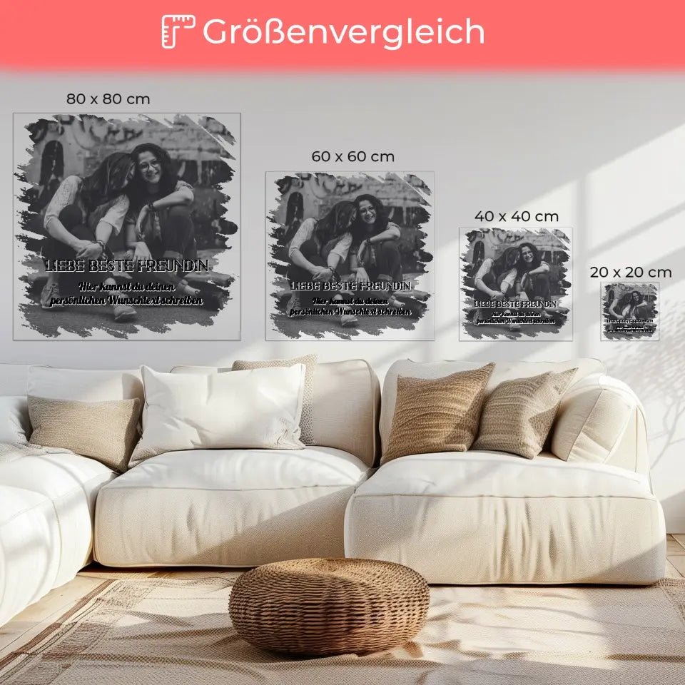 Beste Freundin Fotocollage Personalisierte Leinwand Besties mit Wunschtext