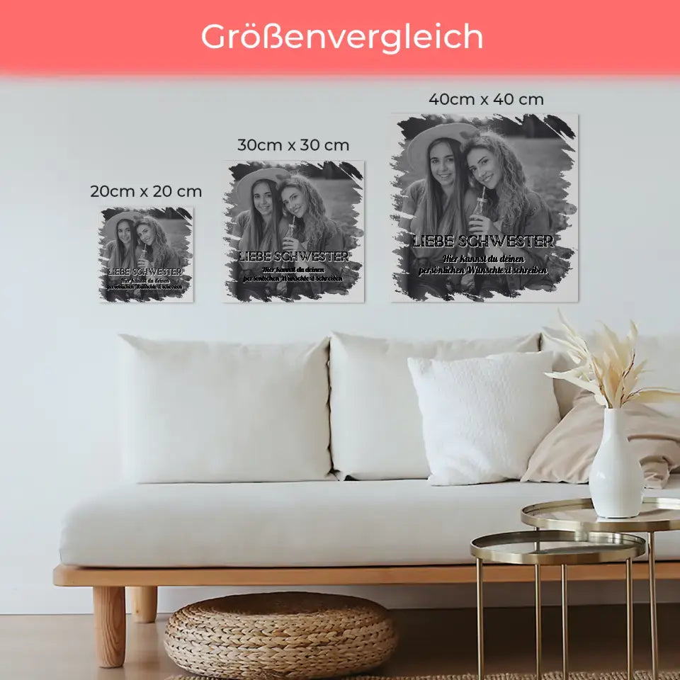 Personalisiertes Fotoboard Schwester Zum Geburtstag mit Wunschtext