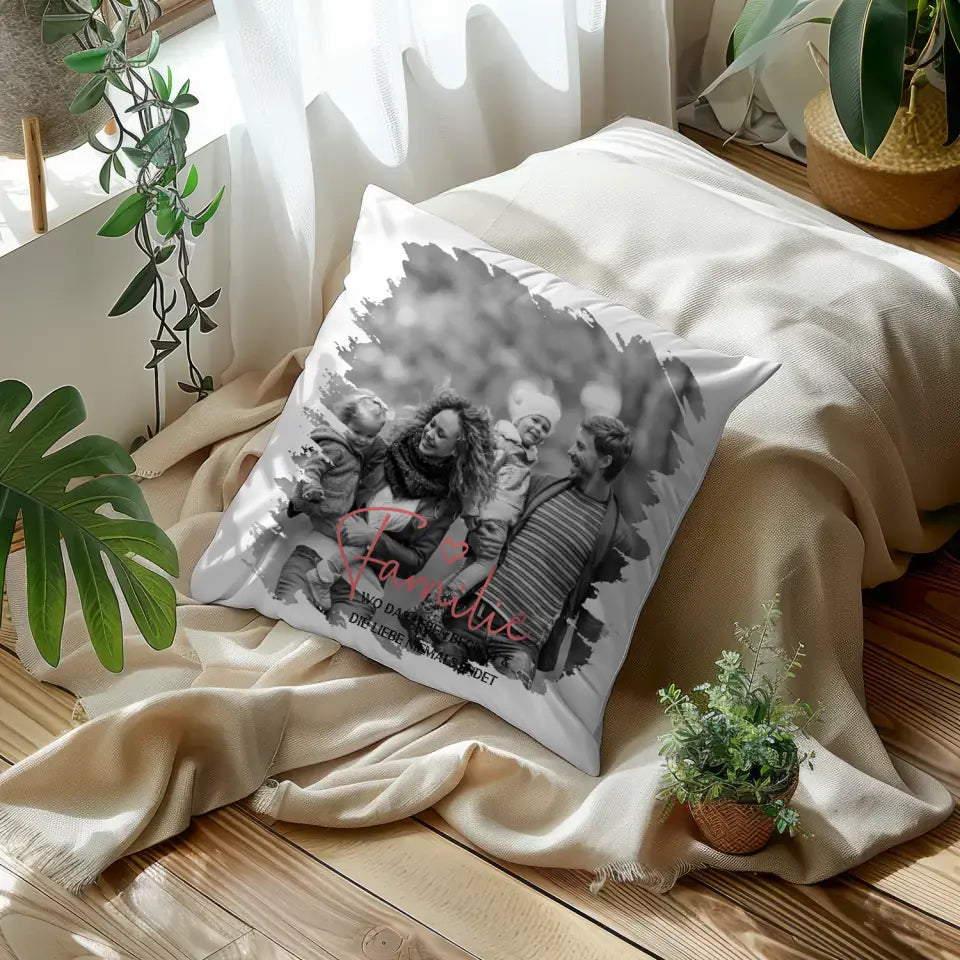 Individuelles Kissen Familie Mit Foto und Wunschtext