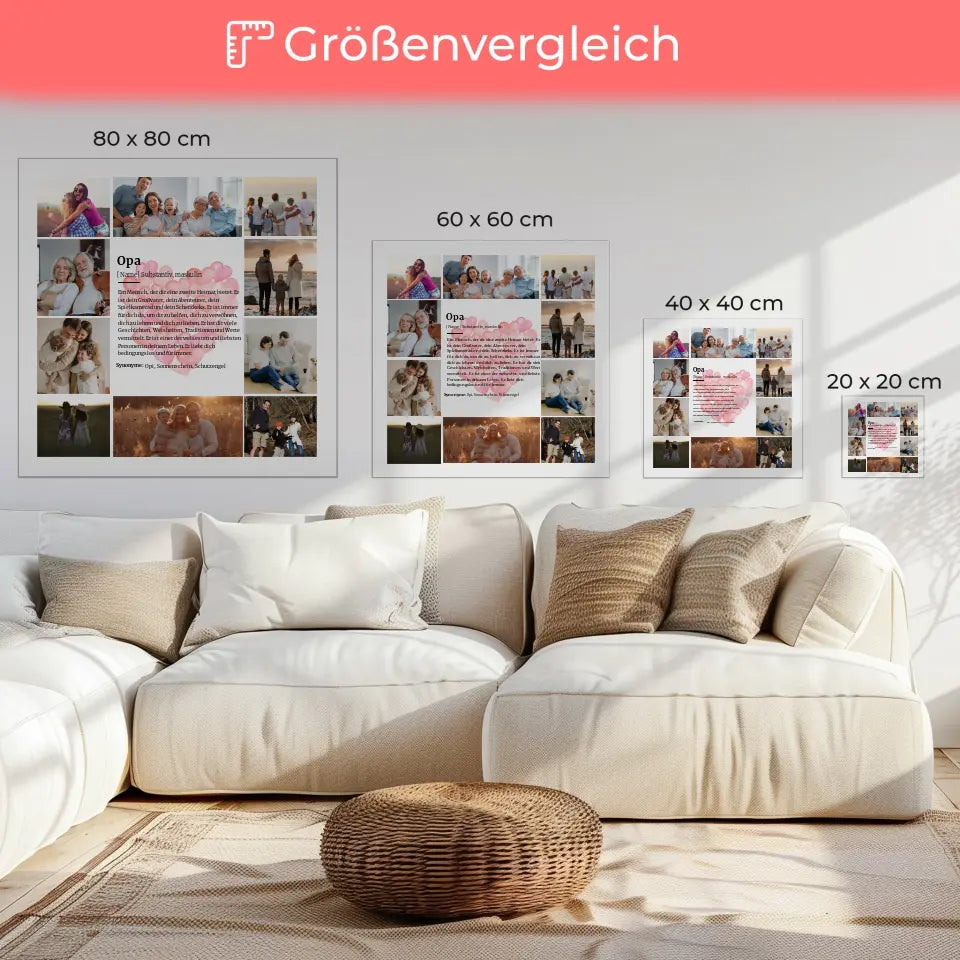 Definition Opa Leinwand personalisiert für 10 Fotos Herz Ballons