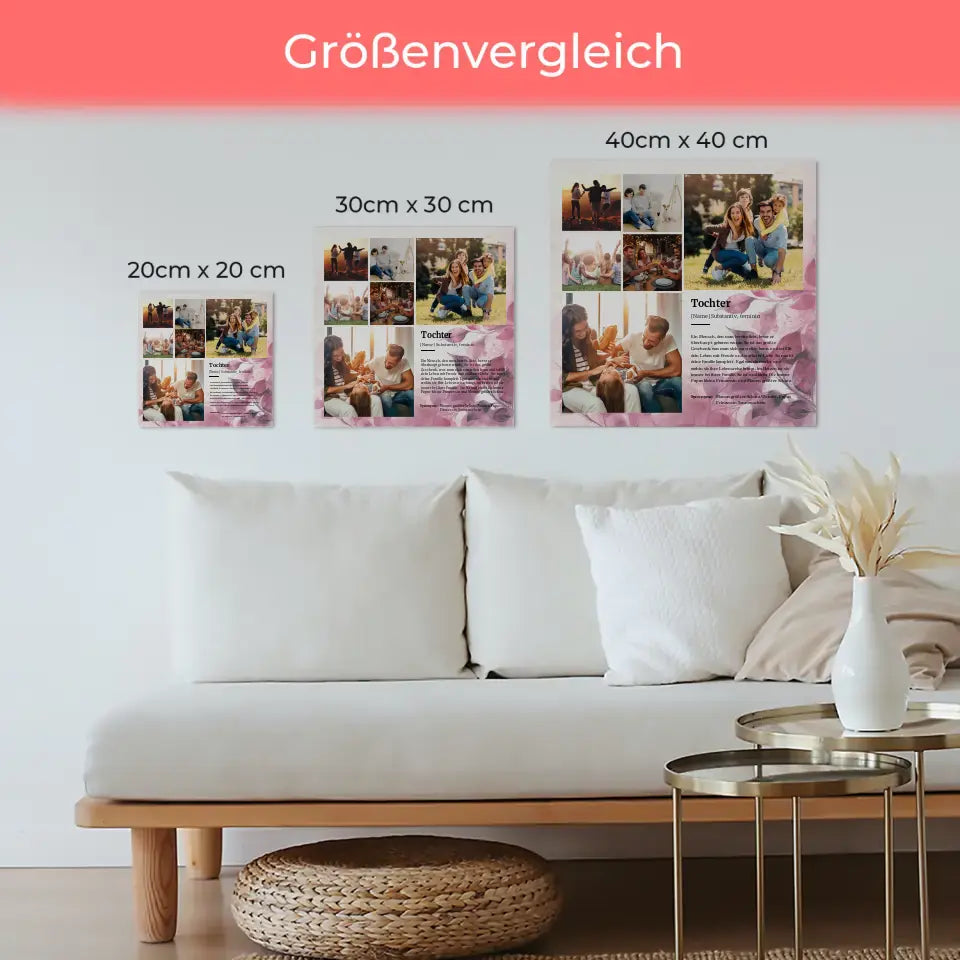 Definition Tochter Fotoboard magnetisch für 6 Fotos Personalisiert