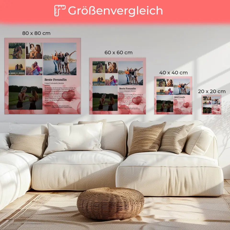 Leinwand als Fotocollage Beste Freundin Definition für 6 Fotos