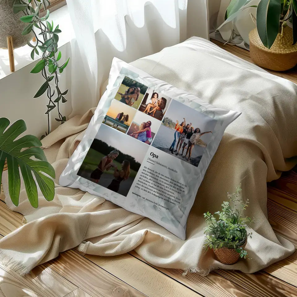 Personalisiertes Kissen Opa Definition mit 6 Fotos