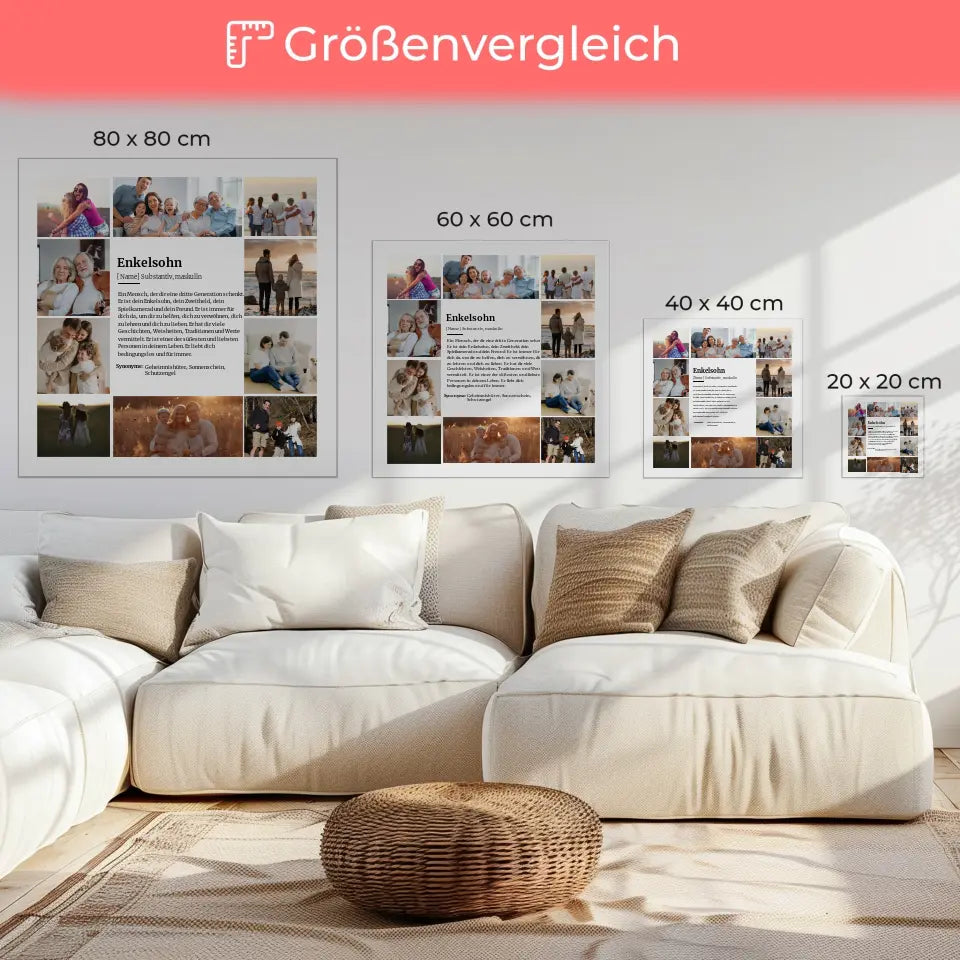 Personalisiertes Leinwand Bild Definition Enkelsohn für 10 Fotos