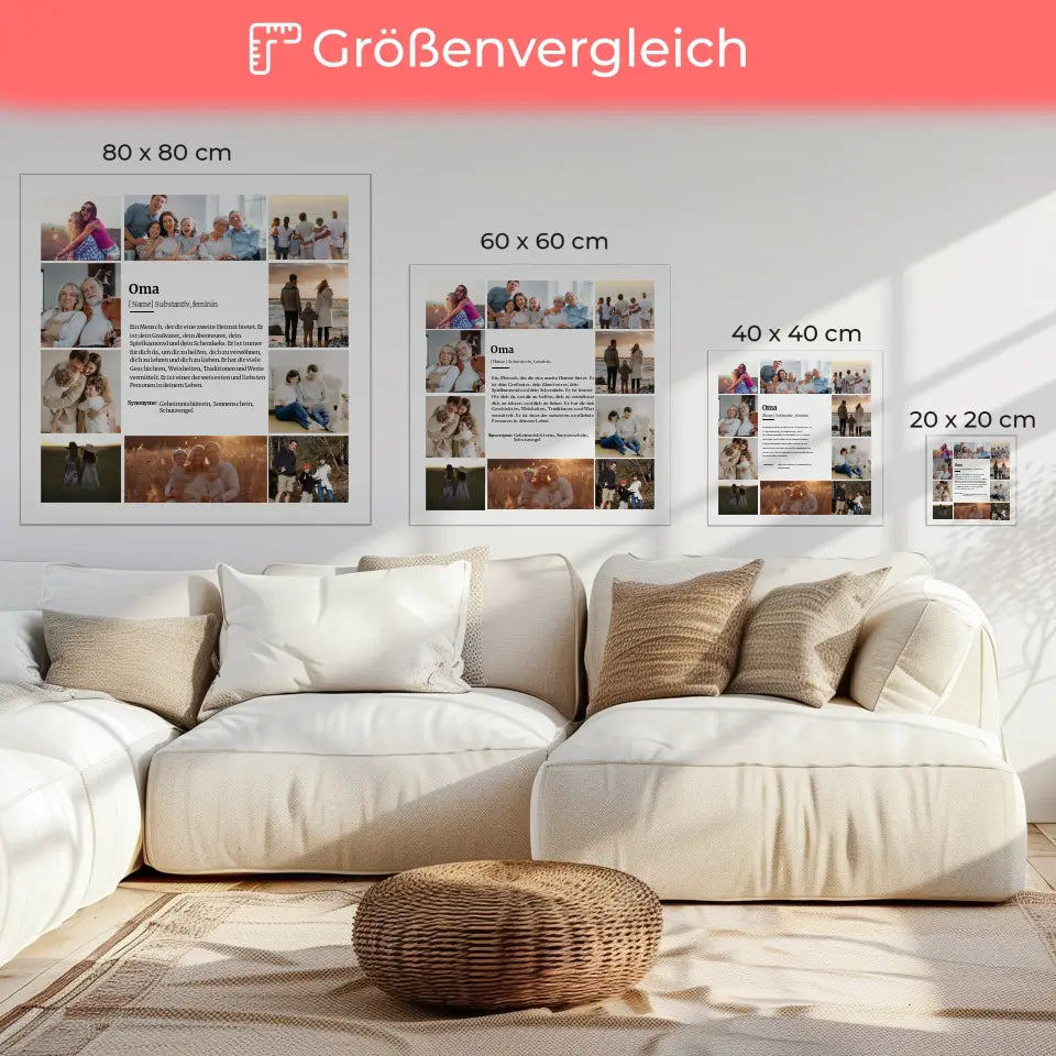 Fotocollage Leinwand personalisiert Definition Oma für 10 Fotos