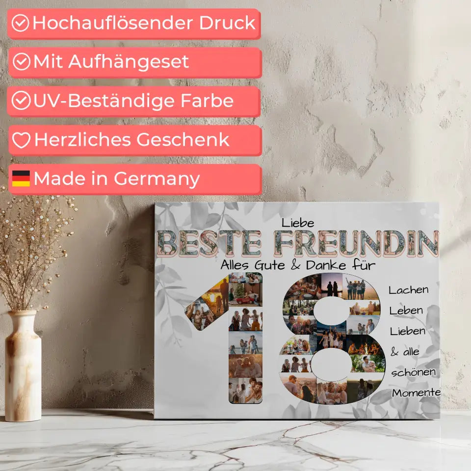 Leinwand Geschenk zum 18 Geburtstag für Beste Freundin Schöne Momente 8
